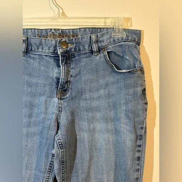 Lands' End women's size 12 blue denim bootcut jeans 31” inseam light blue - Picture 6 of 10